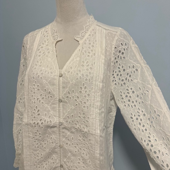 Sundance Valeria Eyelet Pink Shirt Size M - Picture 6 of 12